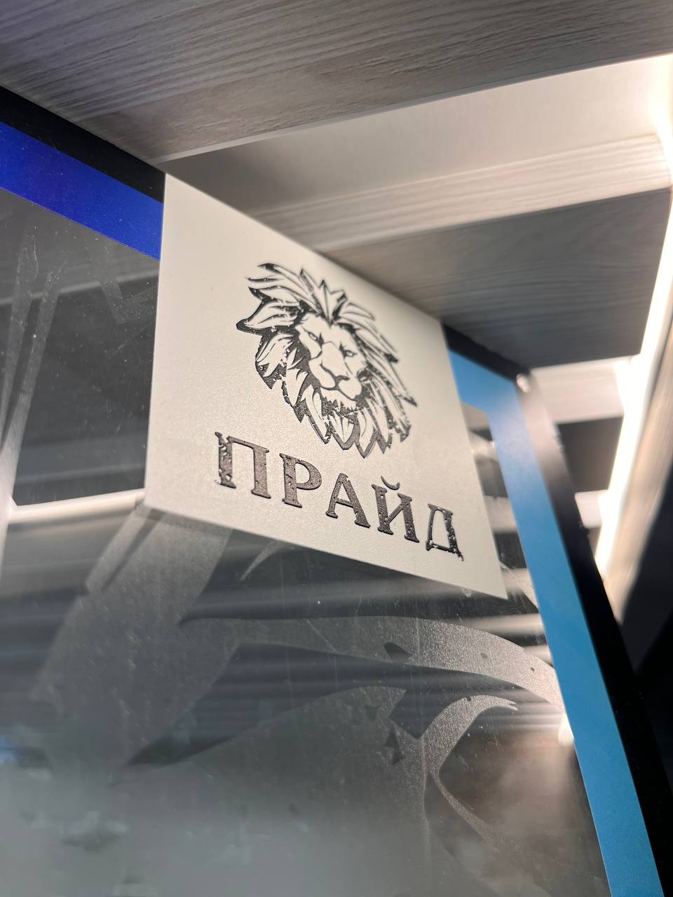 Тактильный логотип на табличке Объемный логотип методом УФ печати на акриловой тебличке